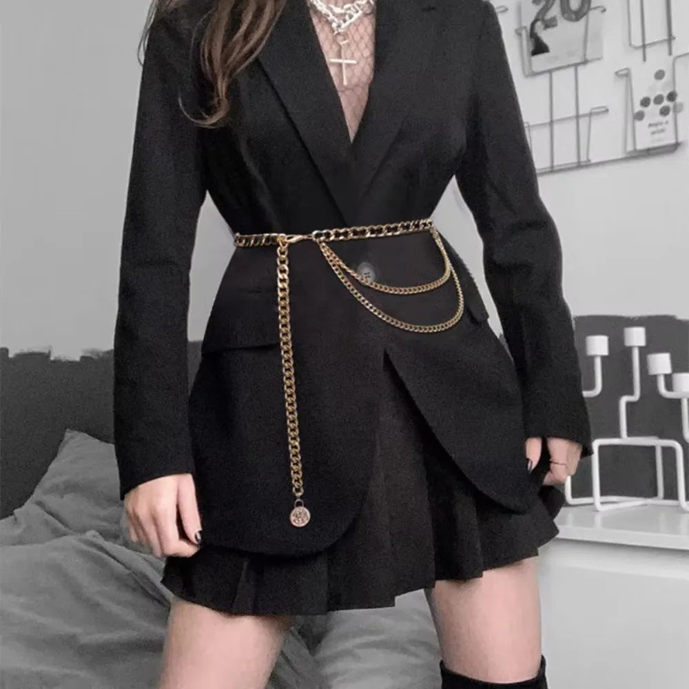 Fashion Metal Waist Chain Chain Strap Rope Adjustable Waist Belt Dress Shirt Decoration Waistband Women Waistband