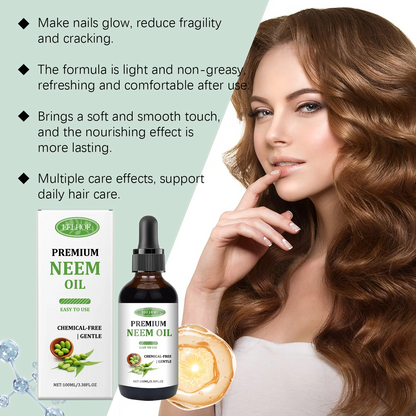 Pure Neem Oil Hair Serum Repairing Damaged Dry Split End Hydrating Nourishing Smoothing Soften Hair Essential Oil Hair Care