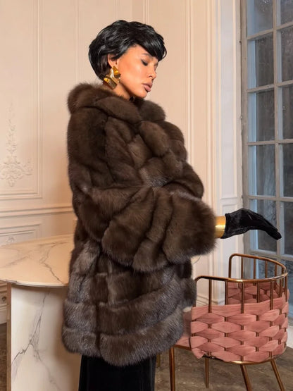 Solid Patchwork Faux Fur Coat Women Full Sleeve Lapel Loose Long Staple Plush Jacket Lady 2025 New Winter Fashion Street Outwear