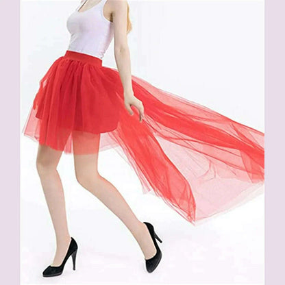 MisShow Gothic Women Hi-Lo Long Tulle Tutu Punk Skirt Elastic Waist High Low Mesh Net Halloween Cosplay Costume Maxi Skirts