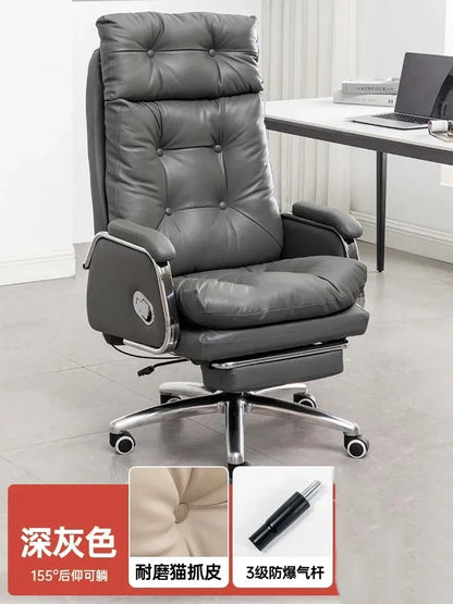 Leather Wheel Office Chair Adjustable Comfortable Modern Ergonomic Chair Mobile Computer Designer Silla Oficina Salon FurnitureY - Kimlud