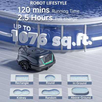 WYBOT A1 Wireless Swimming Pool Cleaner Robot Scheduled Cleaning for Floor Edge Dual-layer Filtration 120mins Working Time