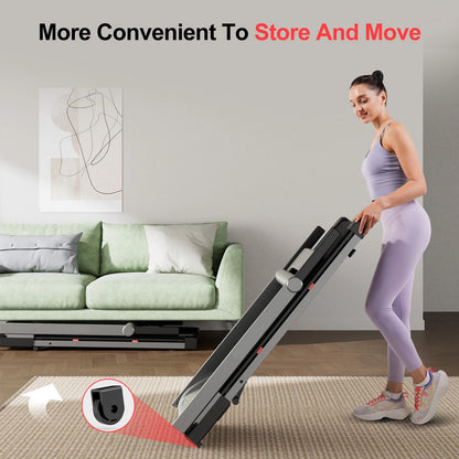 3.5HP Foldable Incline Home Treadmill Walking Pad with Handle Bar Holder 350LBS Capacity Touch Screen Smart App Data Monitoring - Kimlud