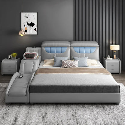 Vintage Modern House Double Bed Luxury Leather Massager Storage Italian Bed Multifunctional Regale Muebles Unique Furniture