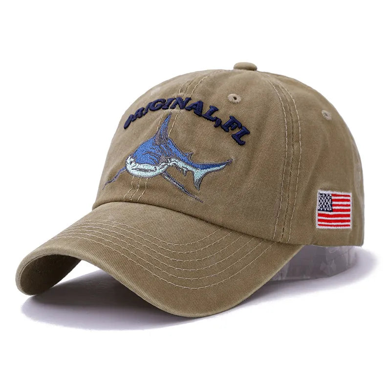 2025 New High Quality Wash Cotton America Flag Shark Men's Baseball Cap Women Snapback Hats For Men Bone Hip Hop  Dad Hat Gorras