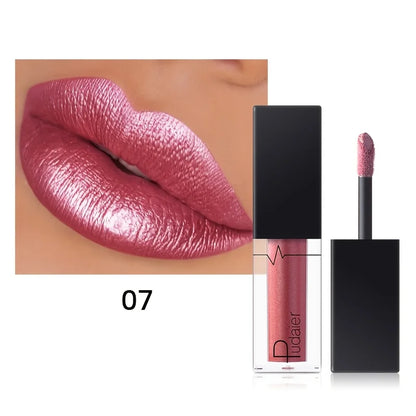 Glitter Pearl Lip Gloss Lipstick, Hydrating, High Pigment, Smudge-proof, Waterproof and Sweat-resistant, Perfect Christmas Gift