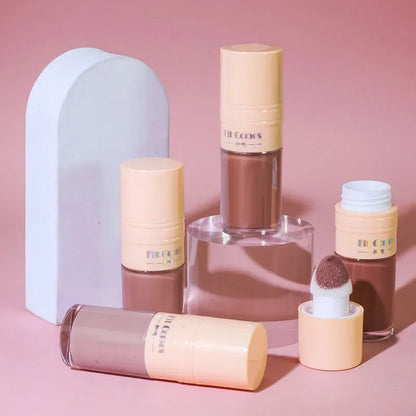 14 Colors Matte Liquid Blush Contour Highlighter Waterproof Long Lasting Sponge Brush Head High Pigment Blusher Brighten Bronzer