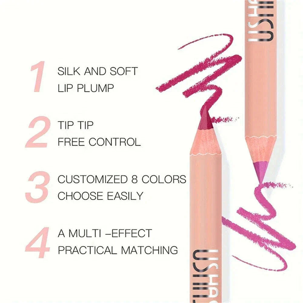 8 Color Nude Purple Matte Lipstick Pencil Long-lasting Waterproof Pink Plumping Stain Lip Liner Pro Lip Contour Makeup Tool