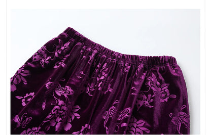 Spring and Autumn New Chinese Style New Elegant Elastic Waist  Wide Leg Pants Jacquard Casual Design Loose Long Pants Female S-L