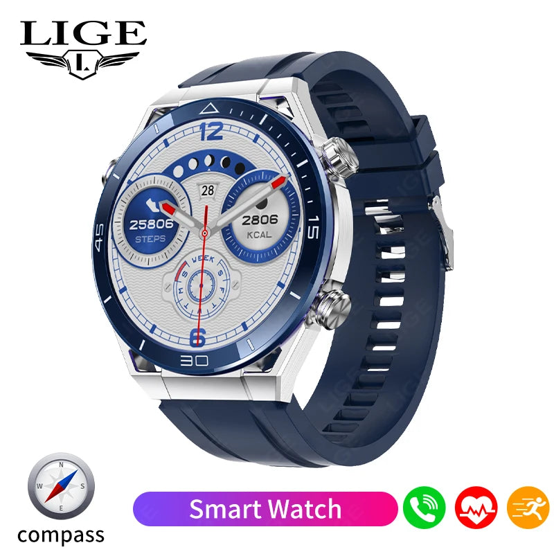 LIGE New NFC Smart Watch Men GPS Tracker Sport Fitness Men Watch For Android IOS Wireless Call ECG+PPG Health Monitor Smartwatch