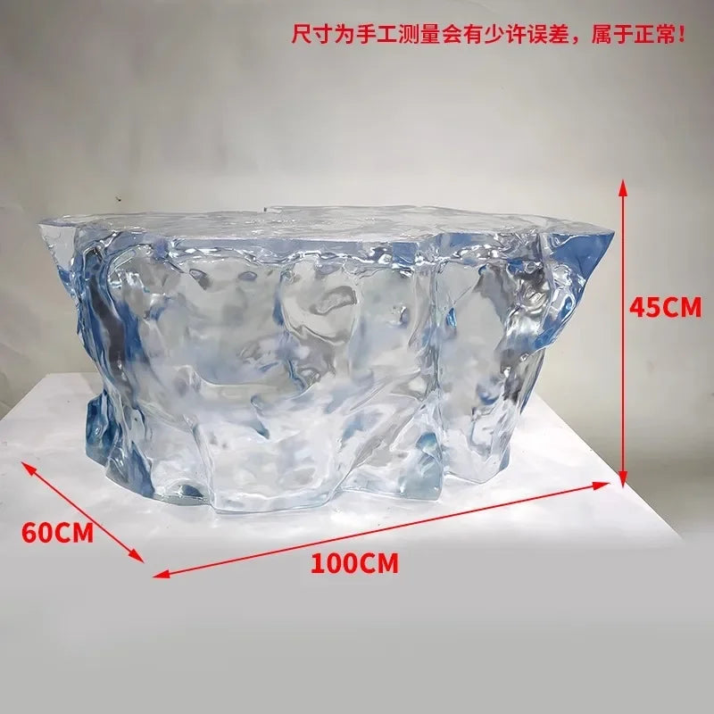 Transparent Island Villa Bar Home Art High-end Resin Glacier Coffee Table