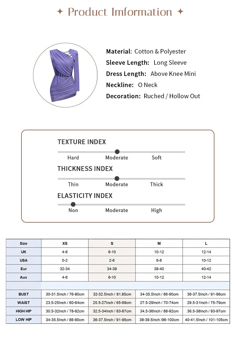 VC Party Glamour Purple One-Shoulder Cutout Chain Mini Dress for Summer Fashion Gala Gown