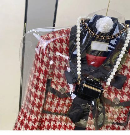 Women Elegant Chic Vintage Tweed Fragrant Suit Jacke Coat Top And Skirt 2 Piece Set Outfit 2023 New Winter Jacquard Party Cloth