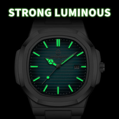 2025 New Luxury Military Man Watch Square Waterproof Luminous Date Week Men Watch Stainless Steel Quartz Men's Watches Reloj+box