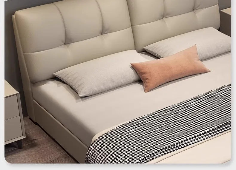 Storage Leather Double Bed Modern Minimalist Frame Luxury Double Bed Cheap Storage Camas Matrimoniales Bedroom Furniture...