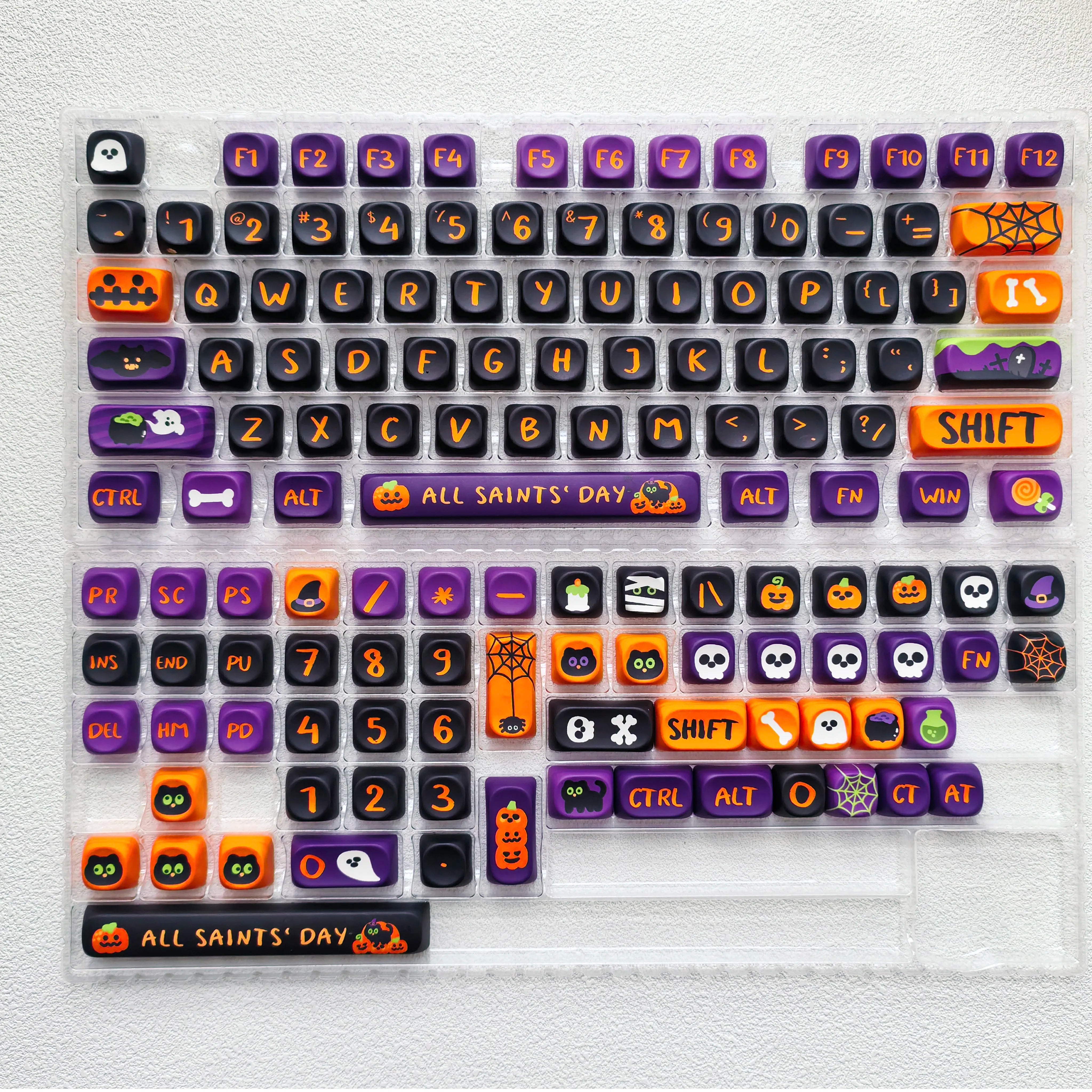 MOA Profile PBT Key caps White Milky Way Five Sided Dye Sublimation Keycaps for Cherry Gateron MX Switches Mechanical Keyboard