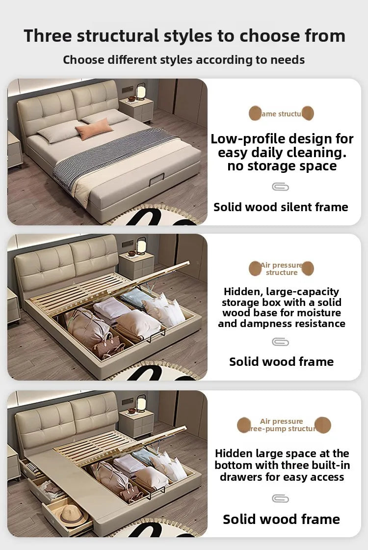 Soft package master bedroom, high-end and atmospheric storage with storage drawers, modern, simple and convenient double bed