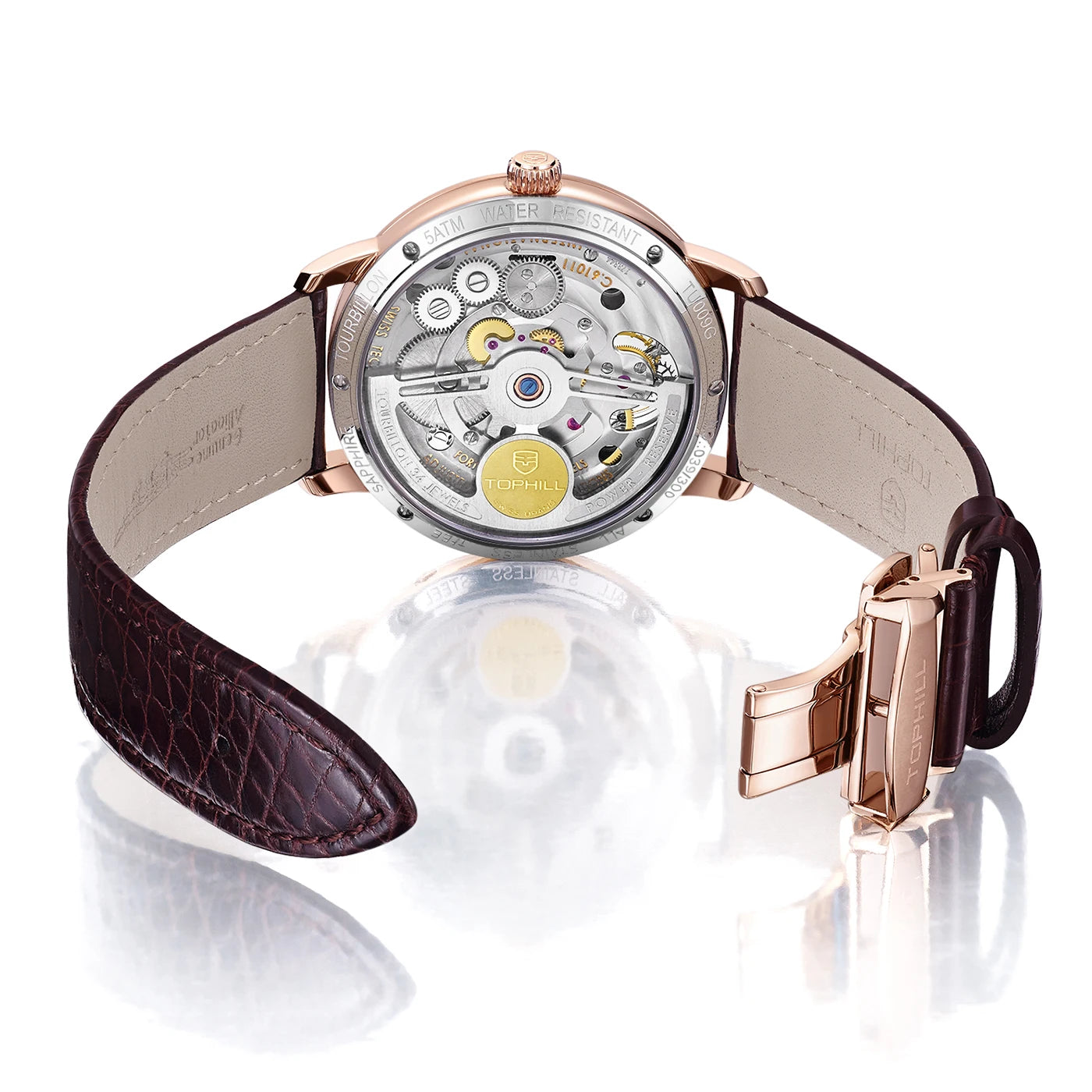 TOPHILL High Quality Men's Tourbillon Automatic Self-wind Movement Men's Mechanical Wristwatch 5Bar Waterprrof Sapphire...