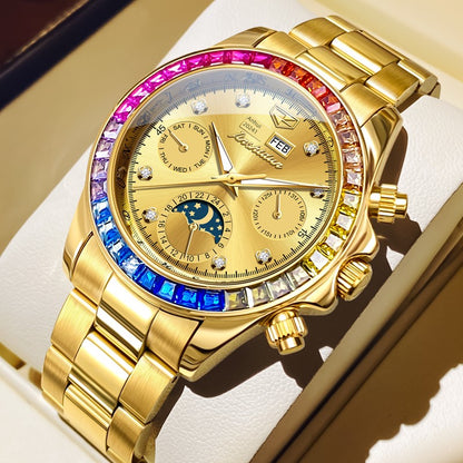 Black Water Ghost Swiss Certified Genuine Brand Watch Men Automatic Mechanical Watch Multi-Function Sun and Moon Phase Luminous Top Ten