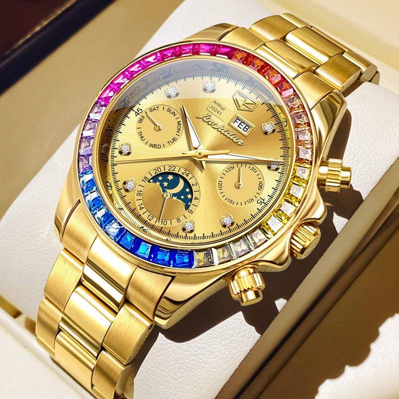 Black Water Ghost Swiss Certified Genuine Brand Watch Men Automatic Mechanical Watch Multi-Function Sun and Moon Phase Luminous Top Ten