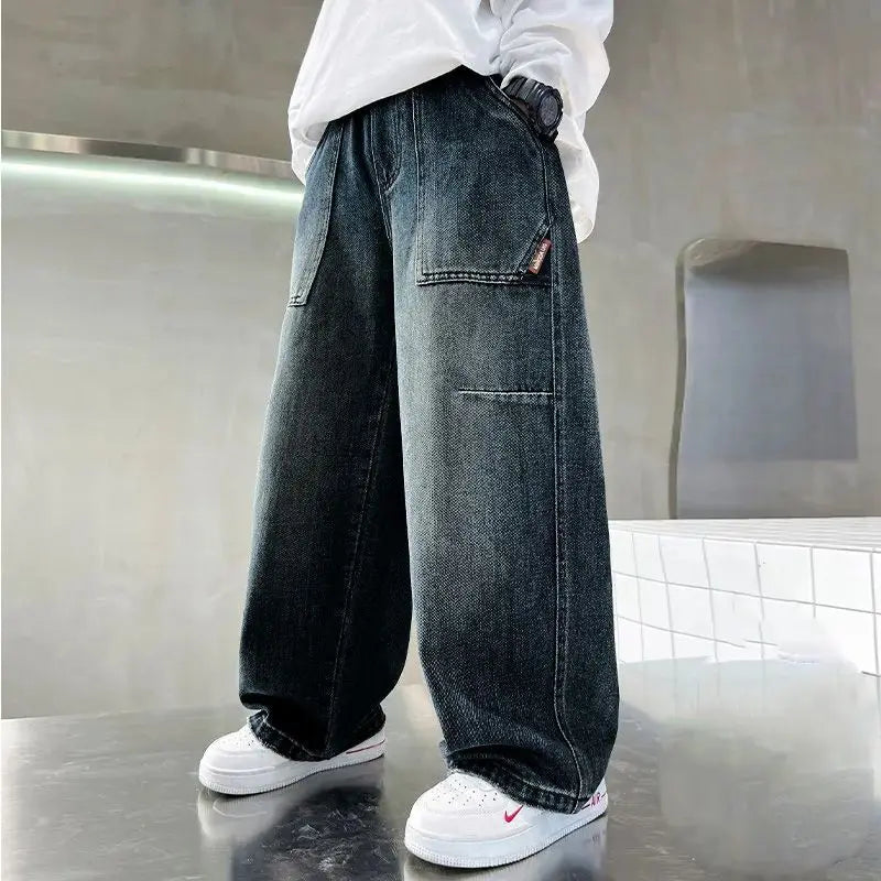 Boys' pants in spring and autumn, middle-aged and middle-aged, boys' jeans, handsome and versatile, boys' pants, casual