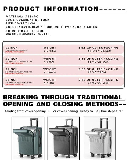 Suitcase Luggage Stylish Business Suitcase with Cup Holder Compact 20-inch Lightweight Carry-on - Kimlud