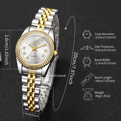Luxury Rhinestone Women Watches Stainless Steel Band Quartz Wristwatch Clock Gift Reloj Mujer（Without Box）