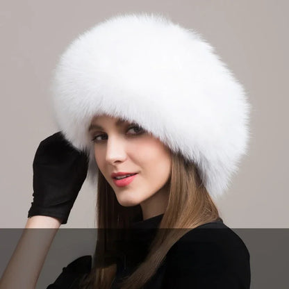 Hot Sale 100% natural Fox Fur Hat Women Cap Thick Fur Cap Winter Warm Hat Female Fashion For Women Hat With Earmuffs Hat