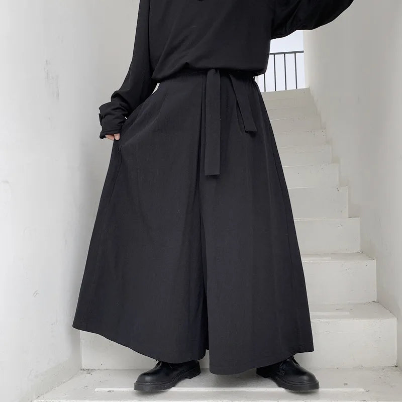 Men Hakama Harajuku Kimono Samurai Pants Men Casual Wide Pants Men Chinese Style Hanfu Tang Trousers Male Kendo Uniforms