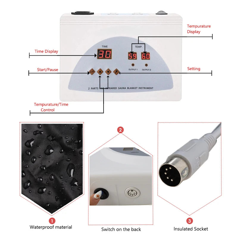 Far Infrared Sauna Blanket Body Sculpting Sauna Bag Professional Detox Therapy Anti-Aging Beauty Machine Fitness Machine Black