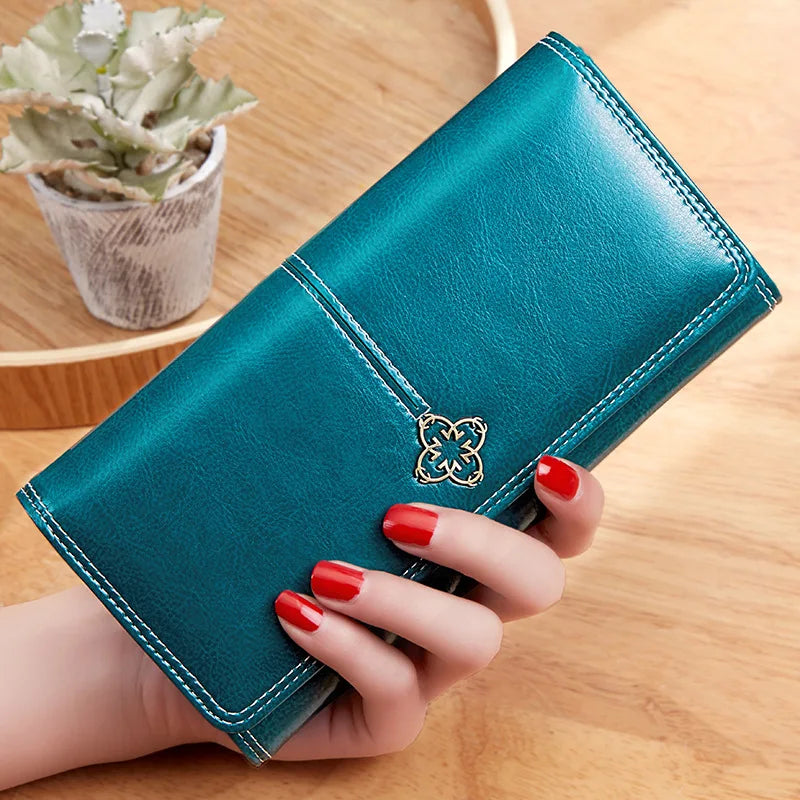 Women's Leather Wallet Woman Luxury Long Wallets Fashion Women Purses Money Bags Handbags Womens Purse Cards Holder