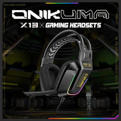 ONIKUMA X13 Wired Headphone with Mic RGB Gaming Headset Over Ear HIFI Stereo Headsets Gamer Earphones for PC PS5