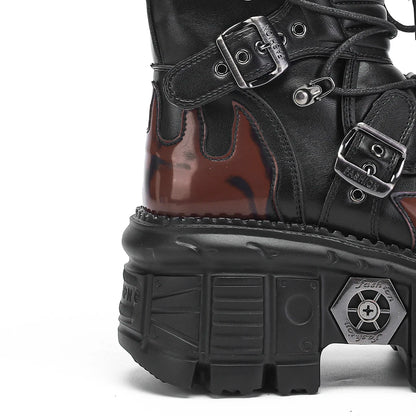 Personalized Short Boots Motorcycle Boots Heavy Metal Versatile Mid-Calf Women's Rock Dark Cyberpunk