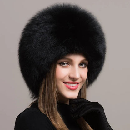 Hot Sale 100% natural Fox Fur Hat Women Cap Thick Fur Cap Winter Warm Hat Female Fashion For Women Hat With Earmuffs Hat