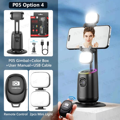 360°Rotating P05 AI Face Tracking Desktop Gimbal Stabilizer Intelligent Follow Shoot Gesture Control Cellphone Holder for iPhone