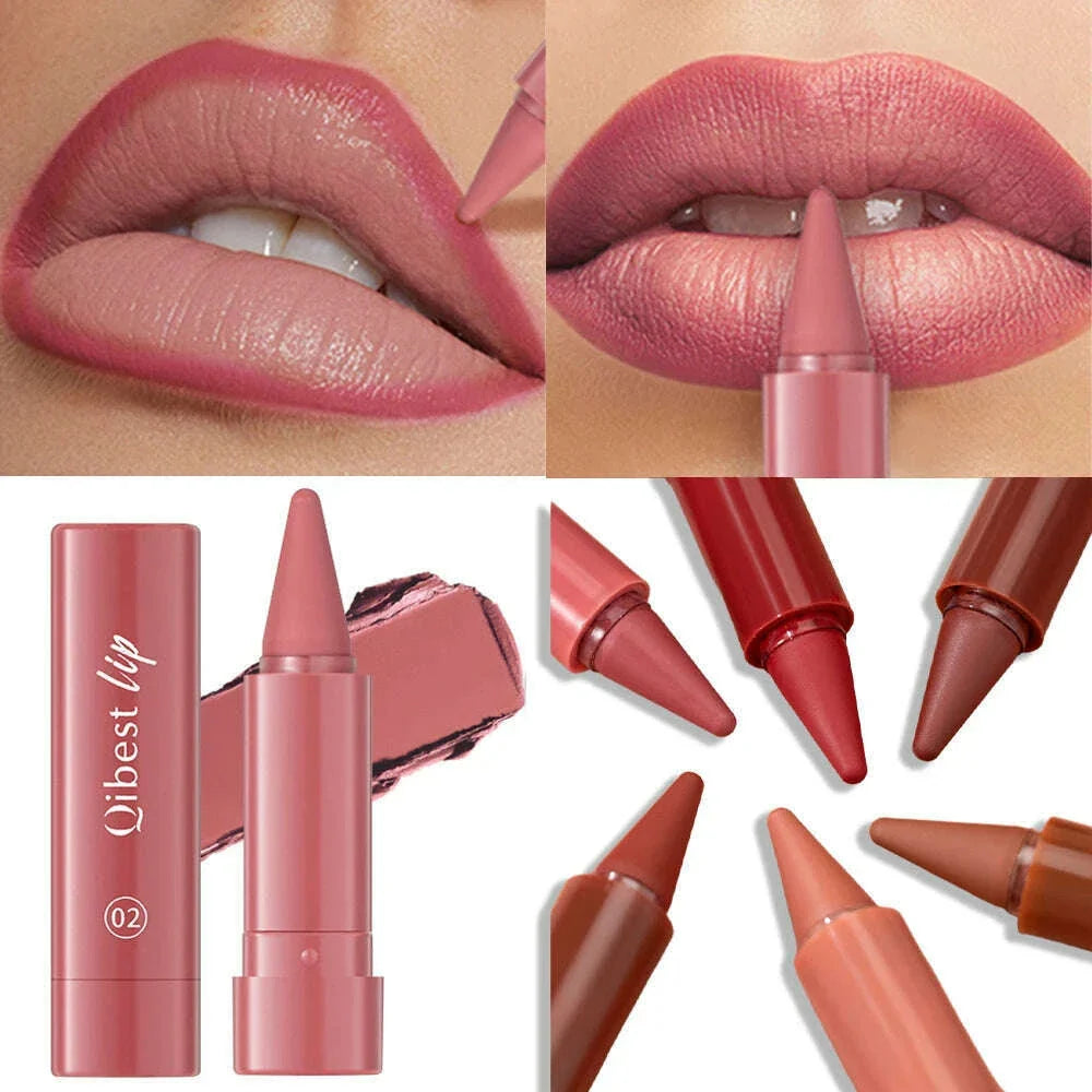 Tapered Lip Liner Pencil Set Lasting Matte Velvet Lip Contour Stick Waterproof Easy Color Lipstick Non Stick Cup Makeup Pen1/6Pc