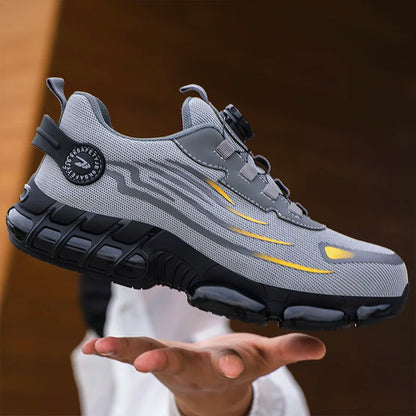 Rotating Button Safety Shoes Men Steel Toe Sneaker Air Cushion Work Shoes Man Puncture Proof Work Safety Boots Protective Shoes