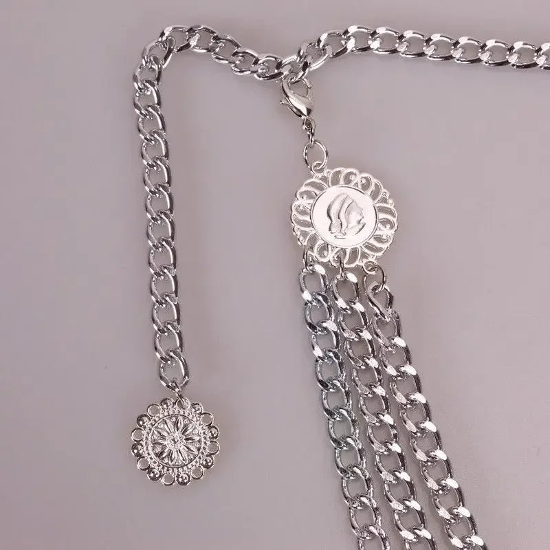 2025 Punk Hip Hop Waist Chain Vintage Waist Belly Jewelry Sexy Bikini Beach Multilayer Belt Chain with Long Tassel Coin...