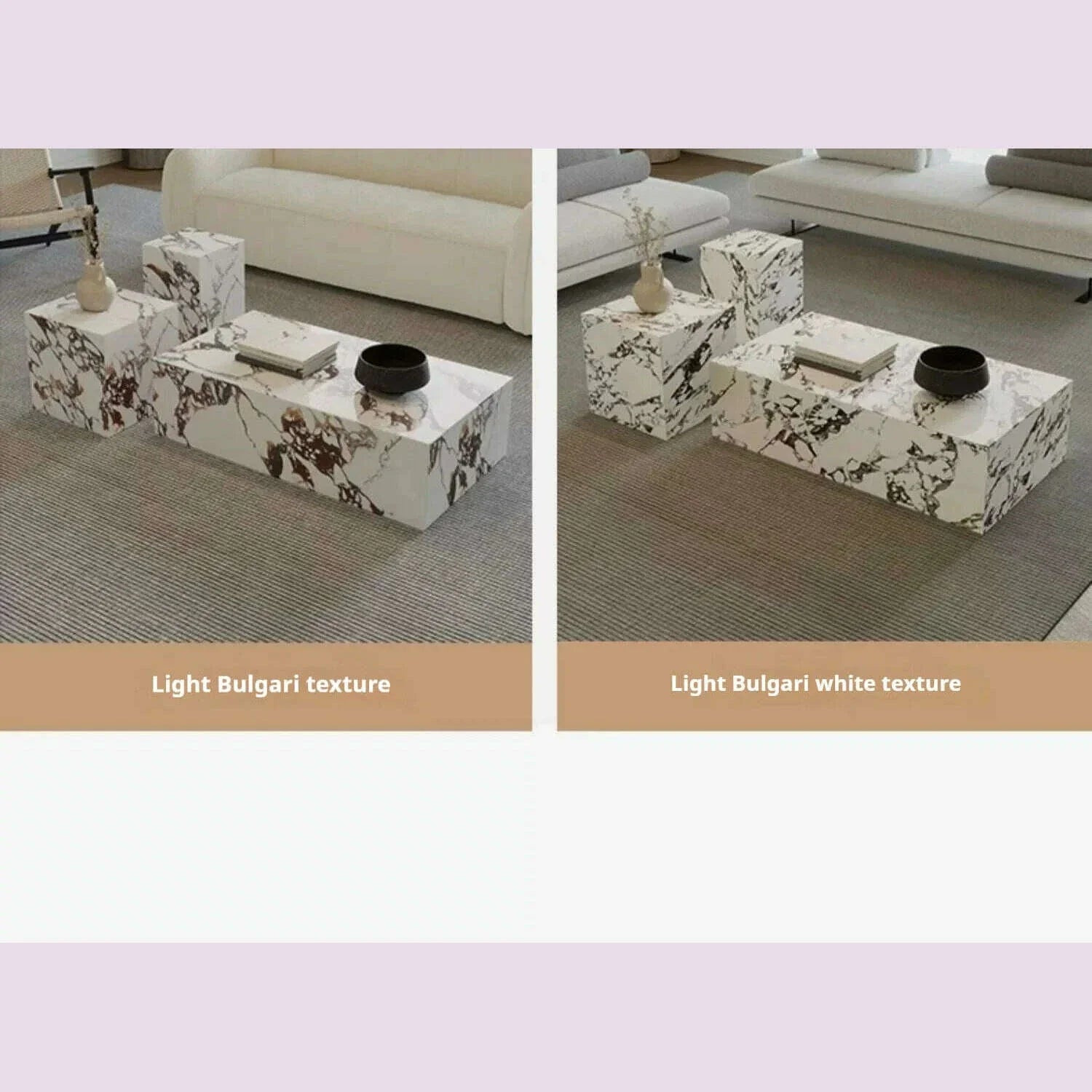 Luxury Stone Coffee Table, Nordic French Retro Design, Compact Corner Table Set for Small Space Living Room, High-End Side Table