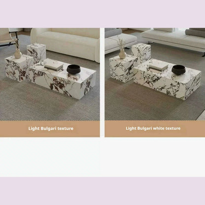 Luxury Stone Coffee Table, Nordic French Retro Design, Compact Corner Table Set for Small Space Living Room, High-End Side Table