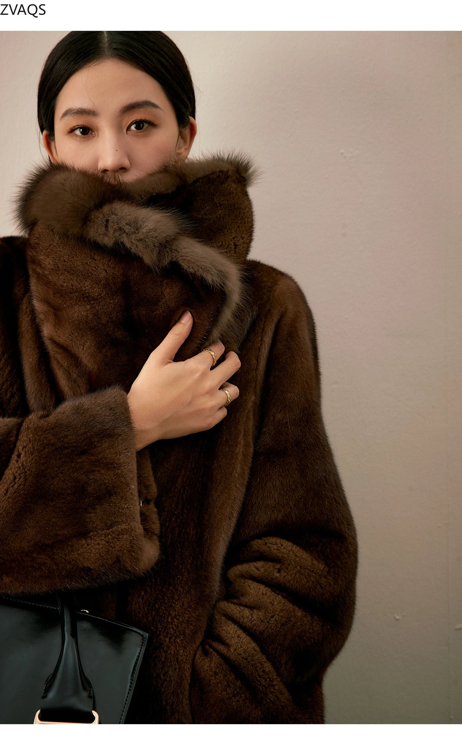 ZVAQS Natural Coffee Mink Fur Coat Women Fashion Long Fur Jacket Winter Luxury Clothes Old Money Style Outerwears 2024 Fourrure