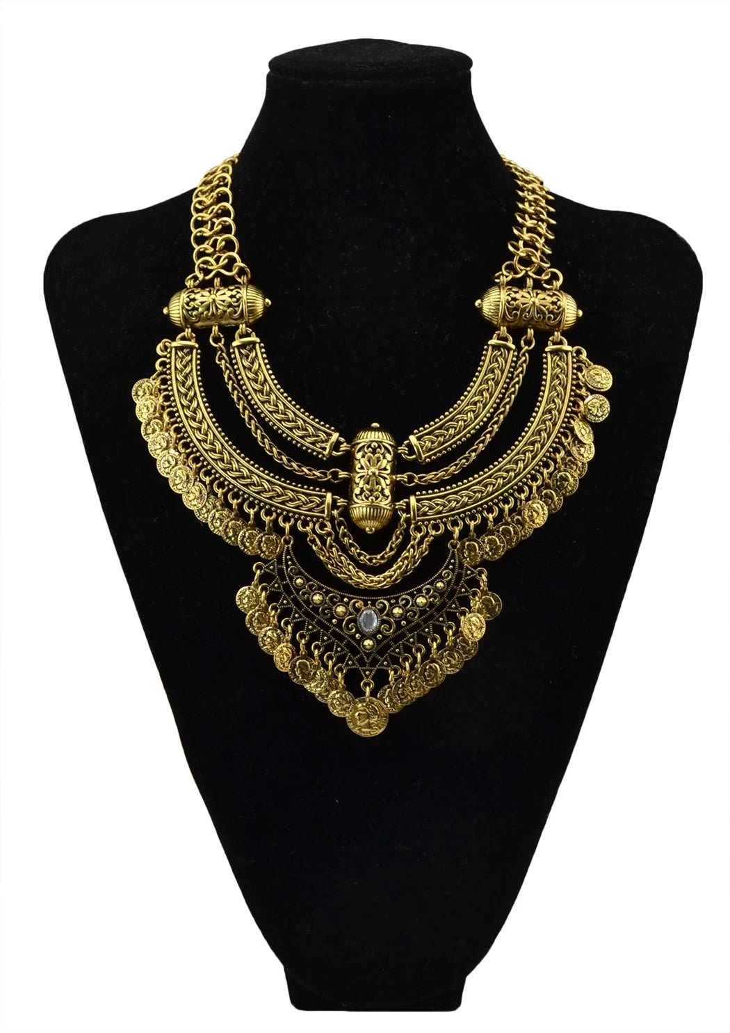 Gypsy Boehmian Hippie Collar Necklaces for Women Big Chunky Tibetan Silver Metal Necklace Festival Turkish Party Jewelry Gift