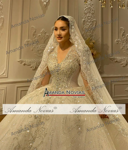 Customized NS4976 Beautiful V-neckline Beading Wedding Dress 2026 New Design Real Photo - Kimlud