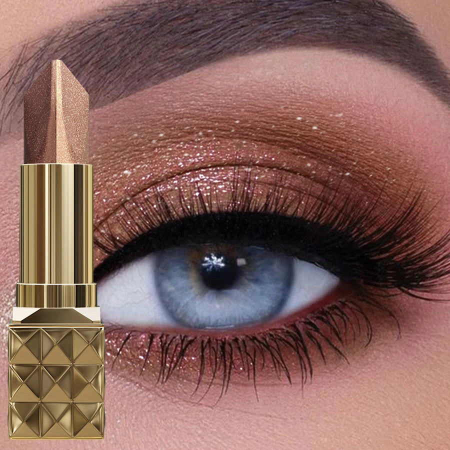 Two color Eye Shadow Stick Velvet Shimmer Eye Makeup Durable Waterproof Eyeshadow &Lipstick Glitter Contour,Highlight for Women