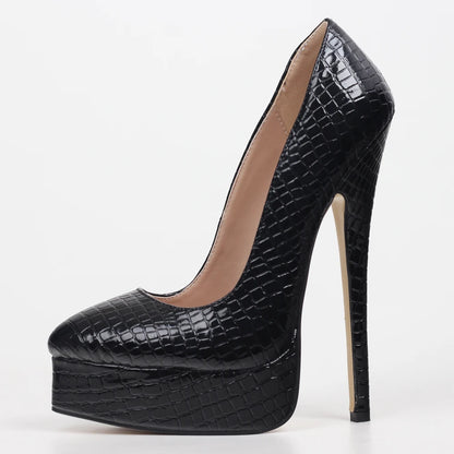18cm High Heels Sexy Platform Boots Pointed Toe Pumps Party Shoes Plus Size 36-46