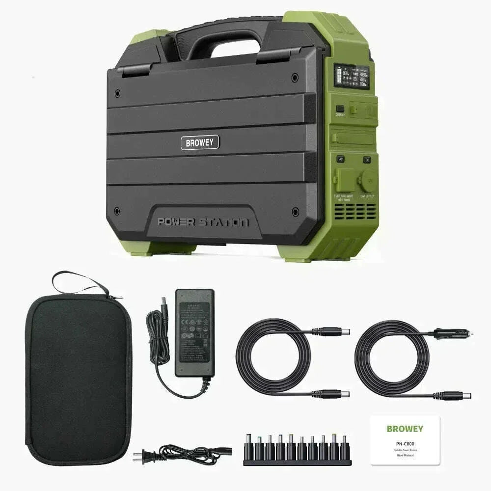 Portable Power Station 614.4Wh LiFePO4 Battery with 110V/600W(Peak 1200W) Pure Sine Wave AC Outlet for Outdoor Camping