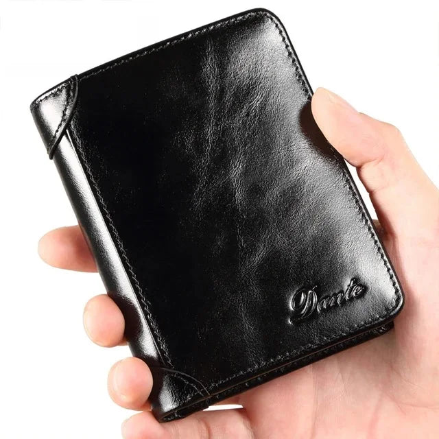 Dante Classic Retro Style Wallet 100% Genuine Leather Men Wallets Short Male Purse Card Holder Wallet Men Fashion High Quality