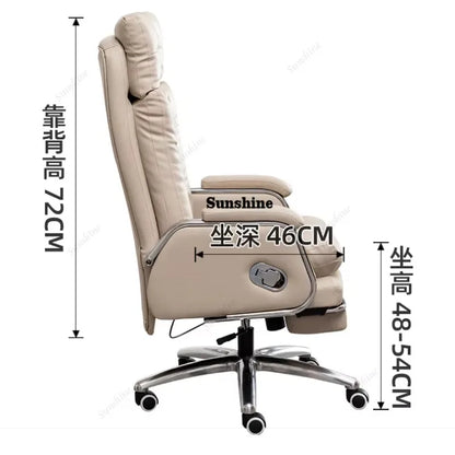 Leather Wheel Office Chair Adjustable Comfortable Modern Ergonomic Chair Mobile Computer Designer Silla Oficina Salon FurnitureY - Kimlud