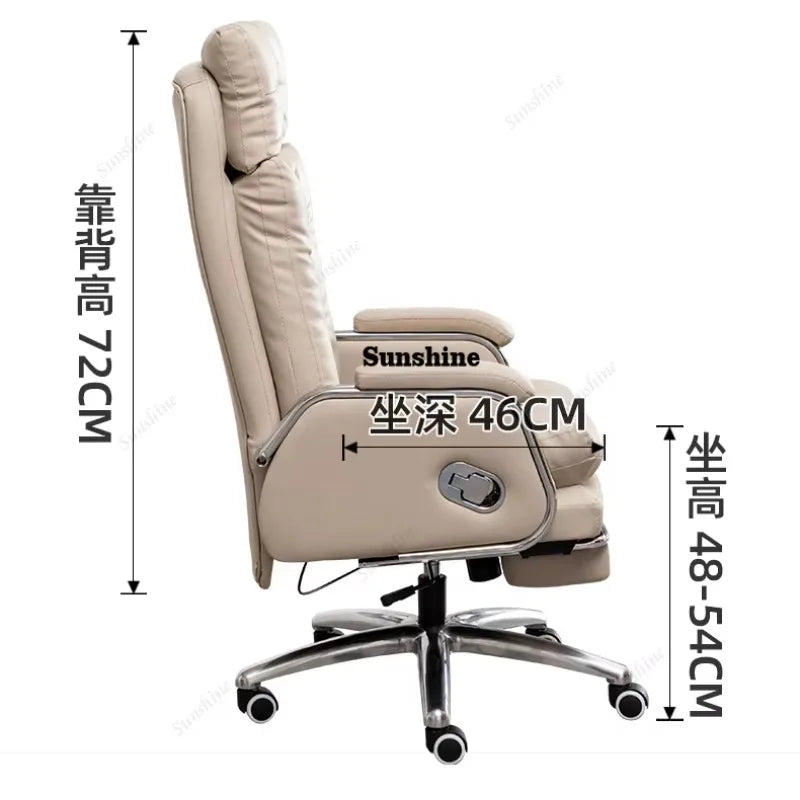 Leather Wheel Office Chair Adjustable Comfortable Modern Ergonomic Chair Mobile Computer Designer Silla Oficina Salon FurnitureY - Kimlud