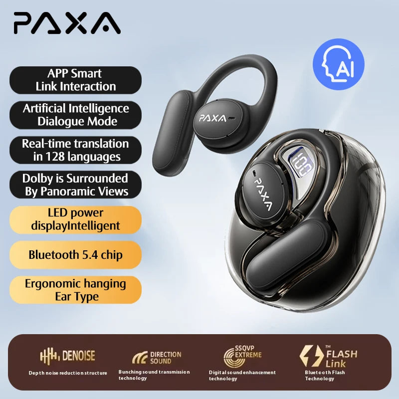 PAXA Openair5 AI new true wireless Bluetooth sports headphones 5.4 long life intelligent translation headphones in 128 languages